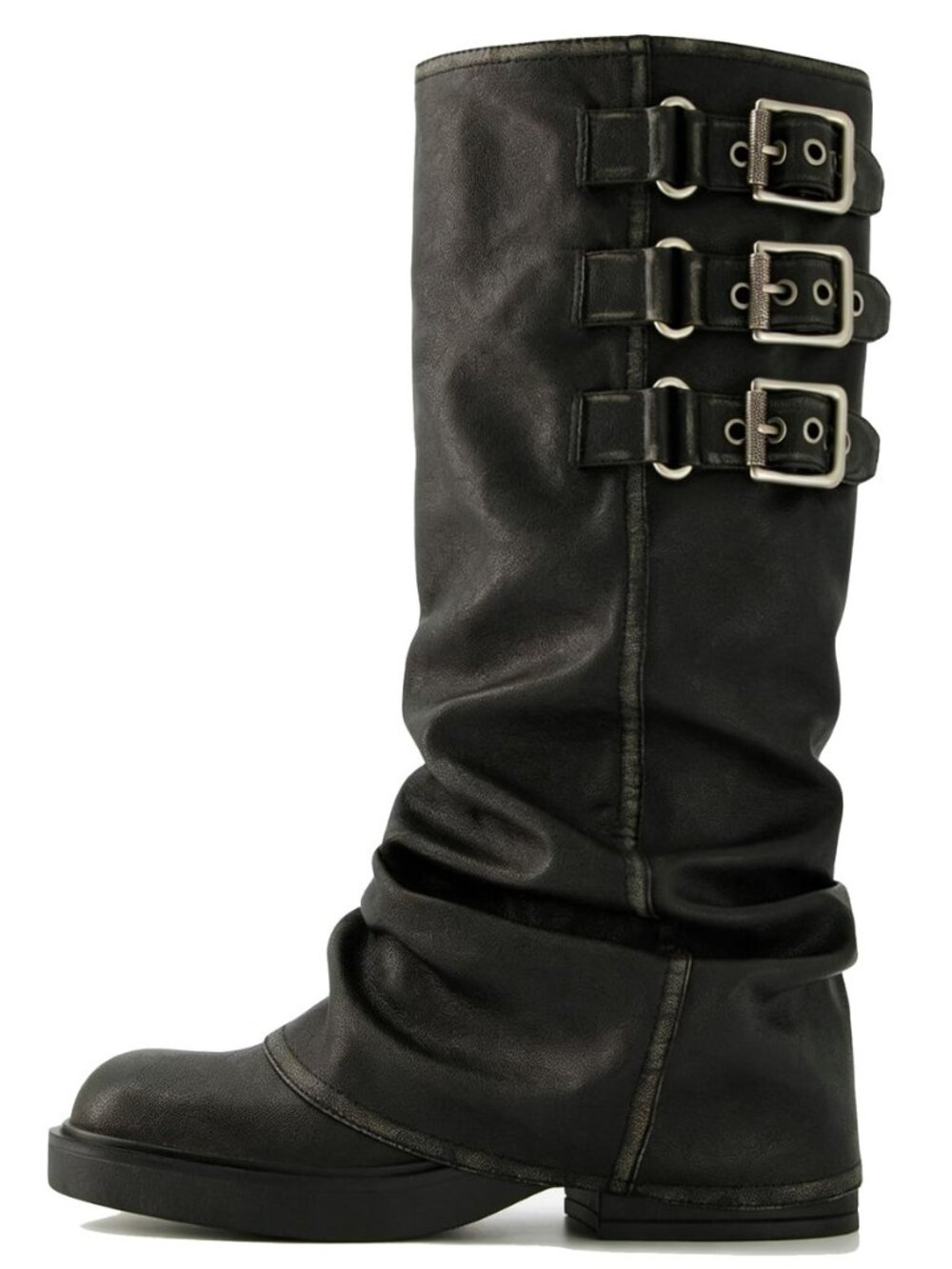 Fold Over Knee High Boots Slouch Boots for Women Chunky Goth Platform Boots